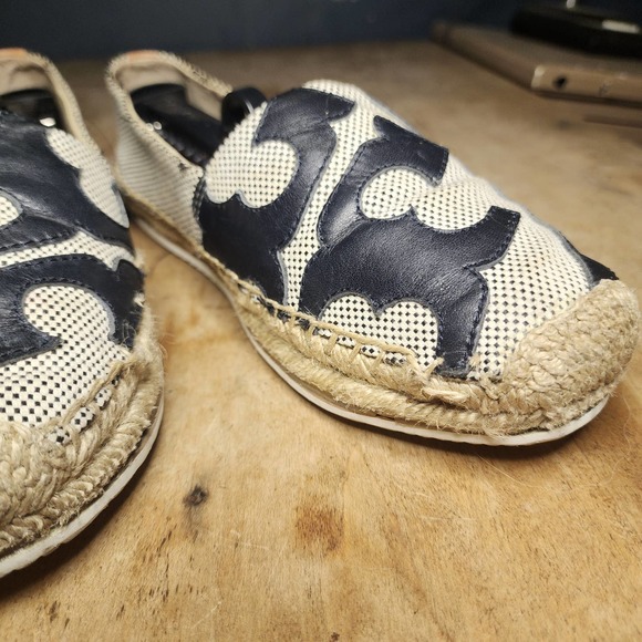 TORY BURCH sz 8.5 Lonnie Espadrille Navy Blue fixable damage - Picture 4 of 9